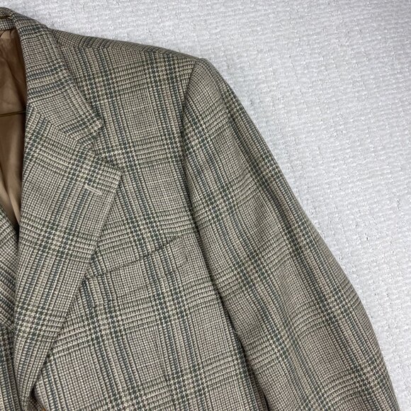 Alberto Cardinali Italy Made Wool Golden Brown Plaid Blazer Sport Coat Sz 50 - Picture 4 of 16